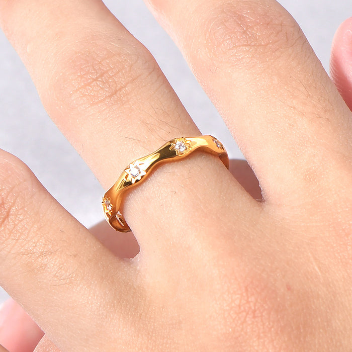 Wholesale French Style Light Luxury Exquisite Geometric Corrugated Ring