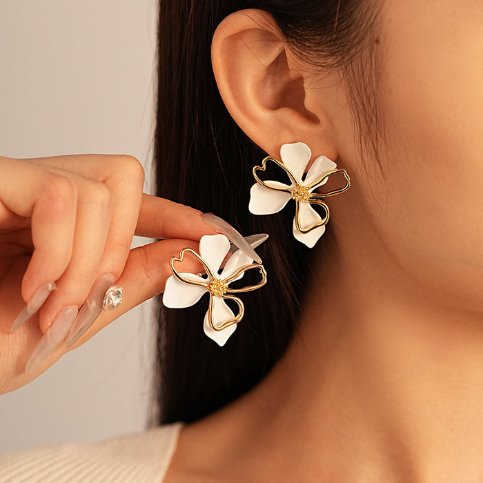 Wholesale Double-layer Flower Petal Earrings Fashion Commuter Earrings for Women