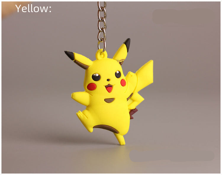 Wholesale  Cartoon Keychain Pet  Pvc Soft Jelly Pocket Monster Silicone Pendant Office Culture Keychain Accessories