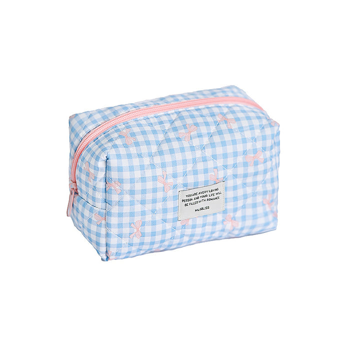 Wholesale plaid cosmetic bag large capacity high-end sense cute portable high-value storage bag