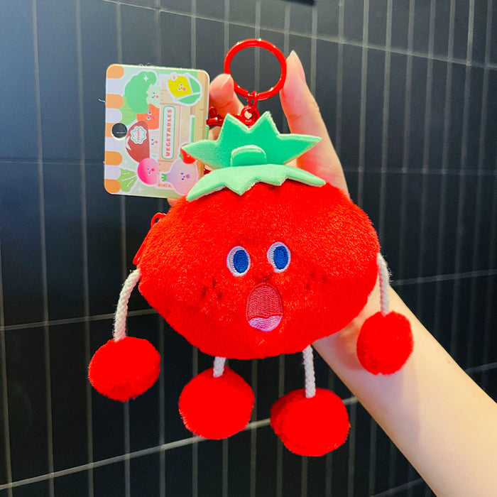 Wholesale cartoon vegetable coin purse plush keychain pendant scream vegetable earphone bag small gift