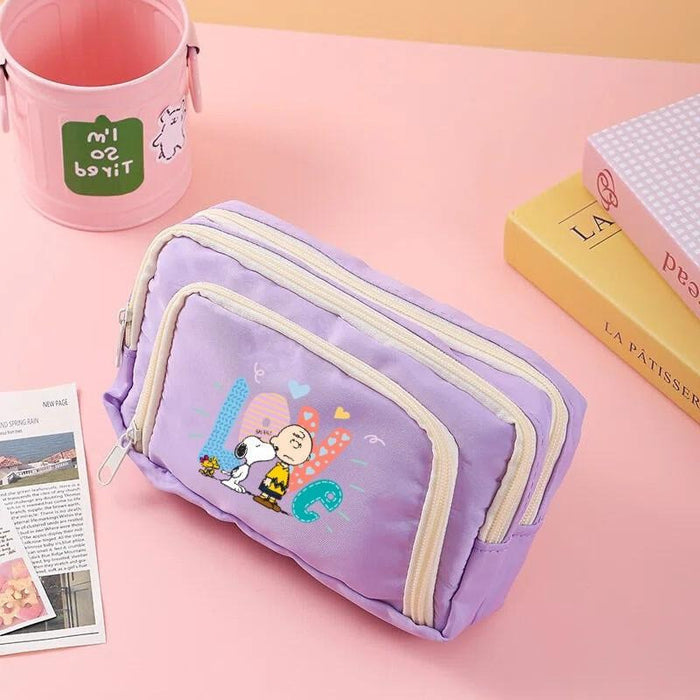Wholesale Polyester Cartoon Dog Print Pencil Case Cute Student Stationery Pouch For School Girls Storage Bag