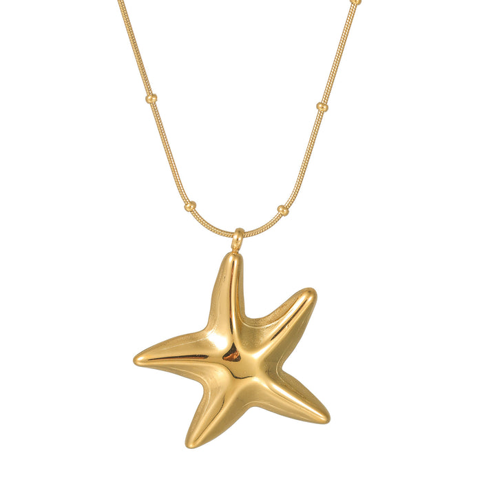 Wholesale 2pcs Ocean-themed starfish high-end clavicle necklace in titanium steel