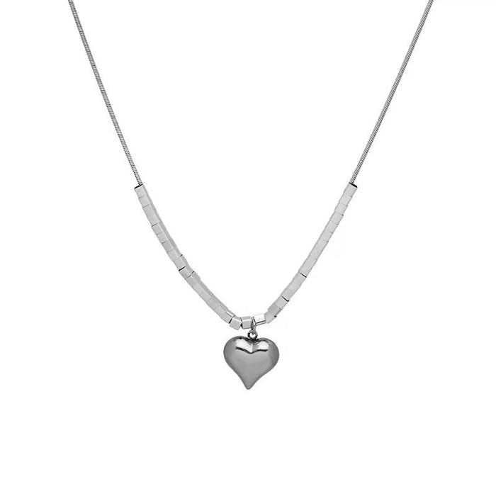 Wholesale Love block necklace, niche design, versatile sweatshirt chain, titanium steel non fading accessory