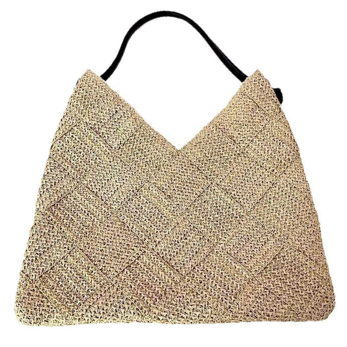 Wholesale Leisure hollowed out single shoulder cotton thread woven bag, new handheld grass woven bag