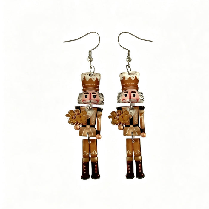 Wholesale Trendy Nutcracker Christmas Soldier Acrylic Earrings 3 Piece Set Holiday Jewelry Accessory