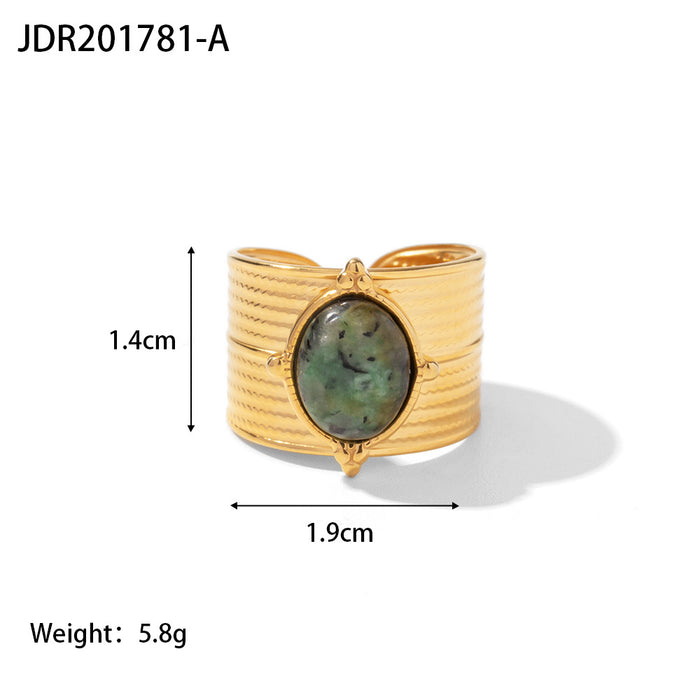 Wholesale Vintage Stainless Steel Gemstone Ring 18k Gold-plated Ring JDC-RS-JD002