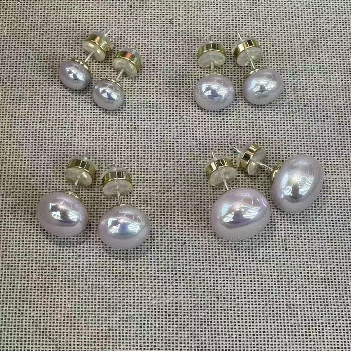 Wholesale Silver Needle Aurora Purple Mantou Pearl Earrings Light Luxury Small Design High grade Earrings Earrings Earrings