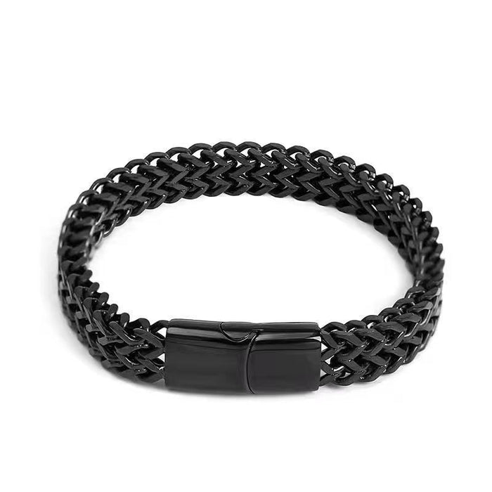 Wholesale Double layered woven bracelet made of titanium steel, rough and simple stainless steel