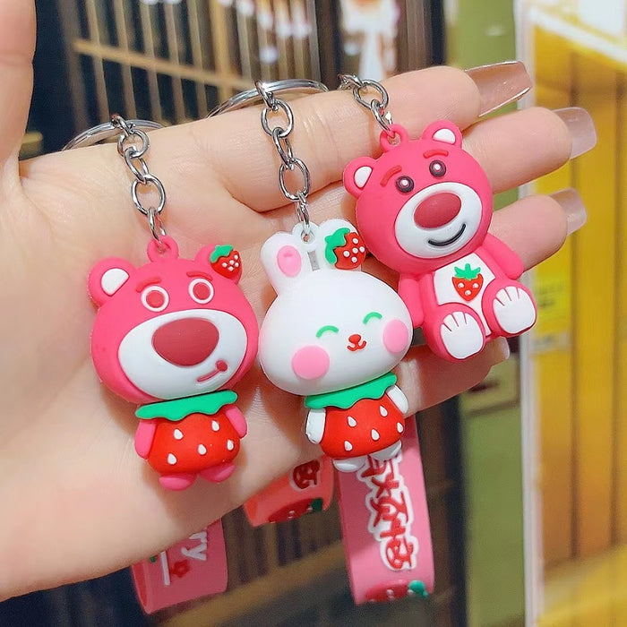 Wholesale Cartoon  bear keychain cute key chain doll claw  silicone key pendant car bag ornaments