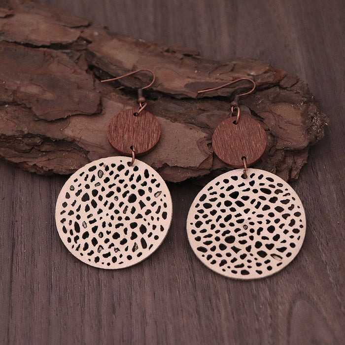 Wholesale Vintage bronze circle leather earrings
