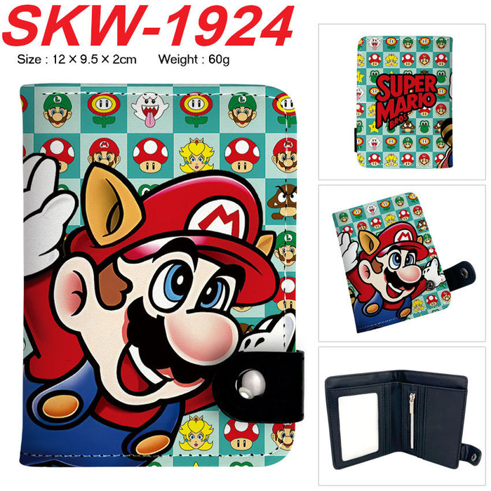 Wholesale Plumber Vertical Snap Wallet Anime Cartoon Two Layer Coin Purse PU Street Trend Accessory Casual Gift For Game Fans