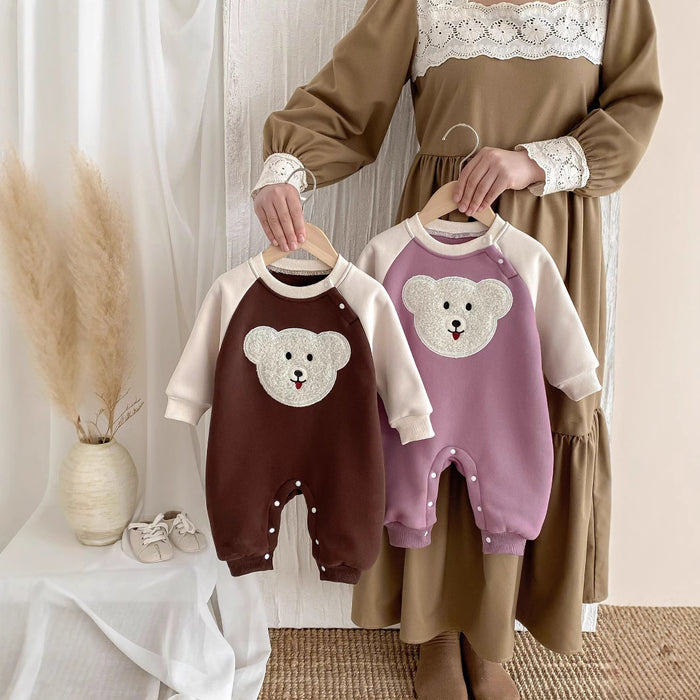 Wholesale Plush Bodysuit Cute Colorblock Warm Climbing Clothes Baby Clothes JDC-BC-WeiNiS028