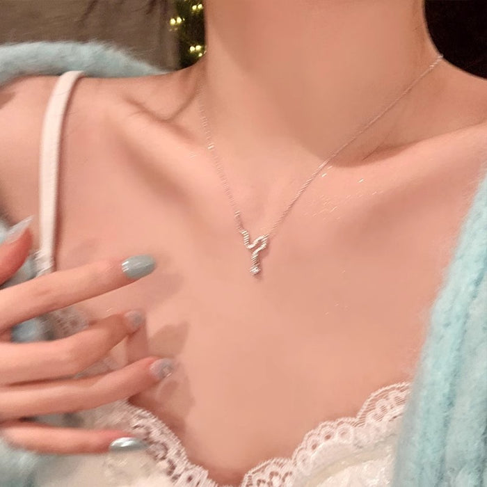 Wholesale Titanium steel non fading sparkling zirconium snake necklace, high-end, light luxury, niche collarbone chain accessories, necklaces