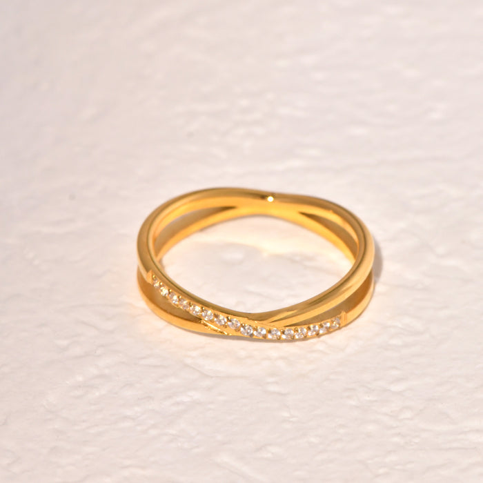 Wholesale 1Pc 18K Gold Plated Cross Diamond Ring