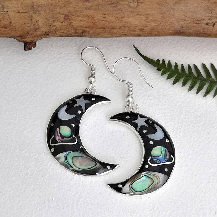 Wholesale Earrings Alloy Retro Crescent Epoxy Planet JDC-ES-Saip099