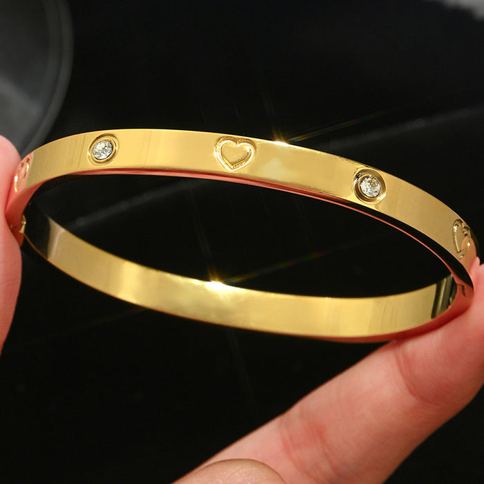 Wholesale Titanium Steel 18K Gold Plated Four Leaf Clover Bangle Set Row Set Sparkle Design Trendy Fashion Jewelry Accessory
