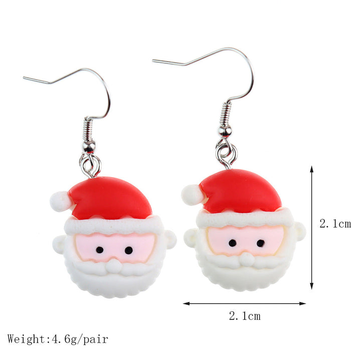 Wholesale Earrings Resin Santa Snowman Elk Christmas Tree JDC-ES-niqing024