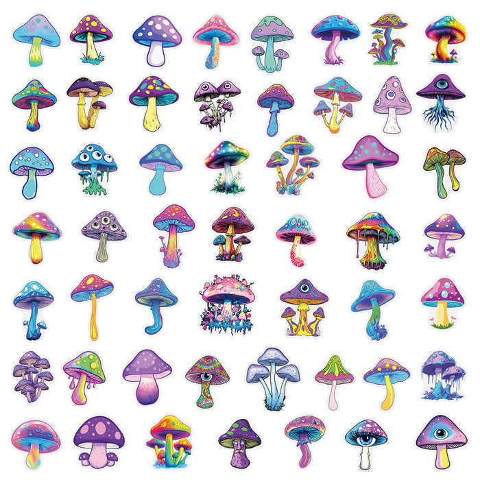 Wholesale 50 Transparent Colorful Mushroom Decorative Pet Stickers