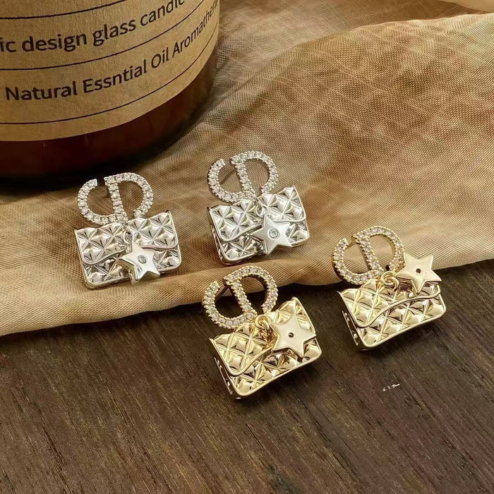 Wholesale Luxury Zircon Letter CD Bag Earrings