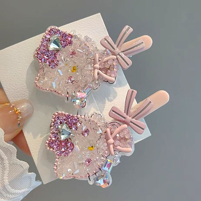 Wholesale Pink Crystal Hair Clips Cute  for Women