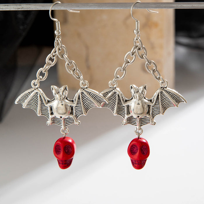 Wholesale Skull Bat Earrings Dark Creative Alloy Drop Earrings Fashion Accessory MOQ≥2