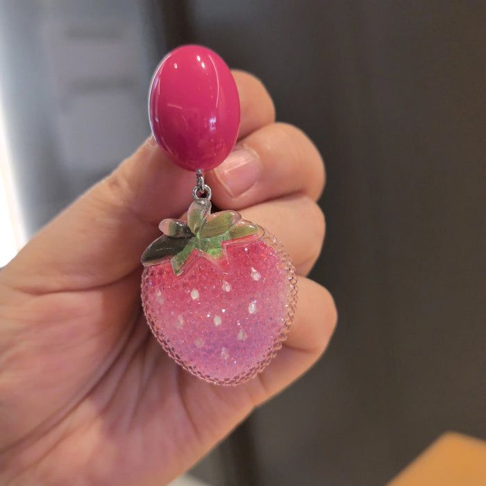 Wholesale Strawberry Double Ball Silver Needle Earrings sweet