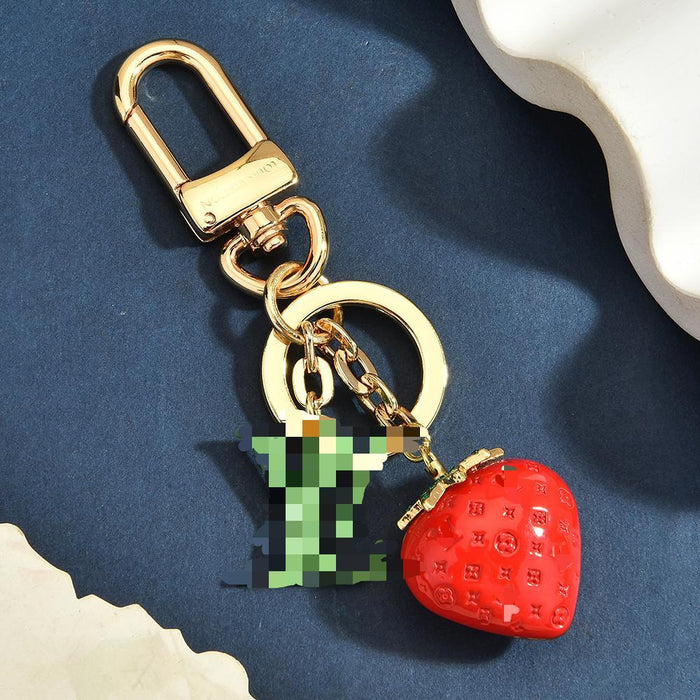 Wholesale Fresh Strawberry Bag Charm Keychain Alloy Gold Plated Women S Purse Pendant Everyday Gift Accessory