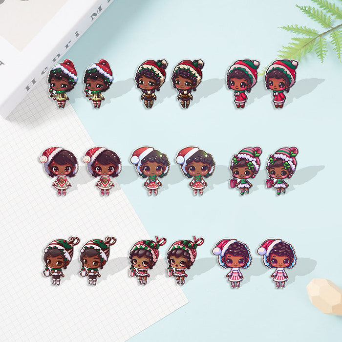 Wholesale Earrings Resin Cute Cartoon Christmas Stud Earrings JDC-ES-XiangL074