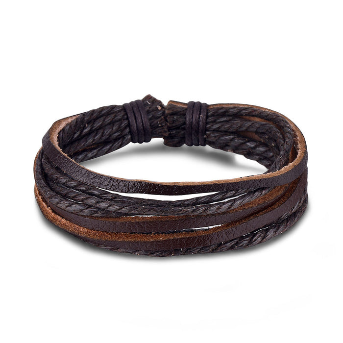 Wholesale Hollow Triangle Leather Men's Bracelet JDC-BT-HanShi005