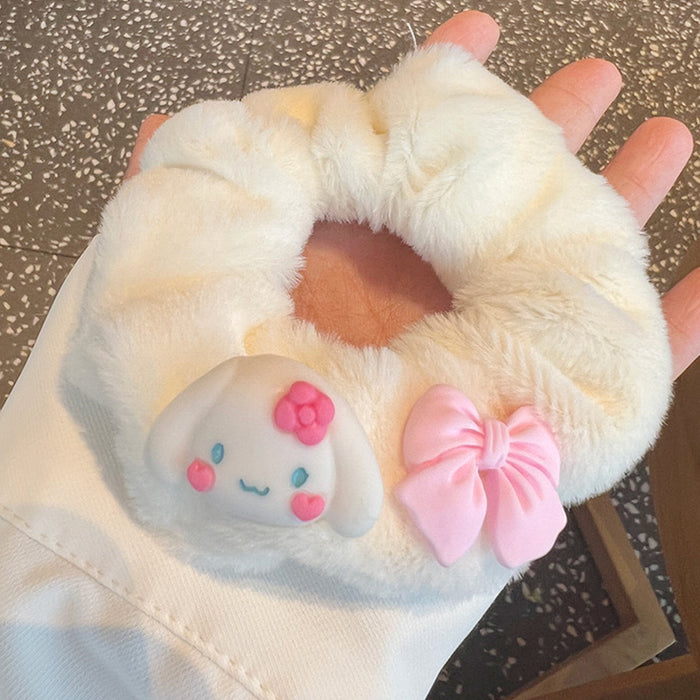 Wholesale Creamy Pink Cute Cartoon Series Girlish Plush Hair Scrunchies