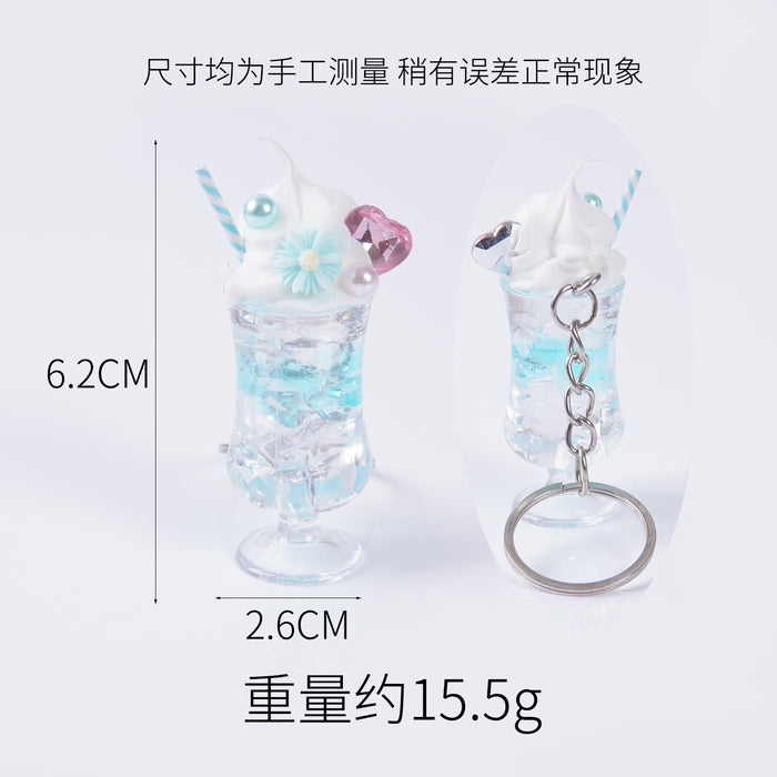 Wholesale Simulated Milk Tea Cup Pendant Fresh Style Keychain Bag Charm Modern Casual Accessory MOQ≥2