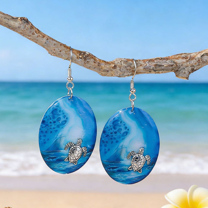 Wholesale Ocean Theme Acrylic Drop Earrings Turtle Starfish Pattern Boutique Jewelry