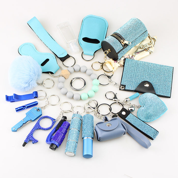 Wholesale Decorative 19 Piece Bag Charm Set In White Adult Keychain Accessory For Resale