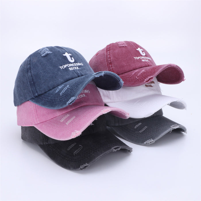 Wholesale New baseball cap, personalized, perforated, vintage sun hat, embroidered duckbill cap for spring and summer