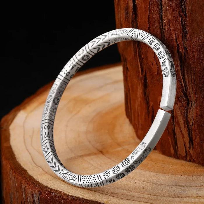 Wholesale Bracelet Silver Foot Silver Retro Solid Couple Bracelet Simple