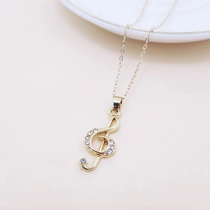 Wholesale Diamond Music Symbol Pendant Zinc Alloy Necklace JDC-NE-JiuWei001