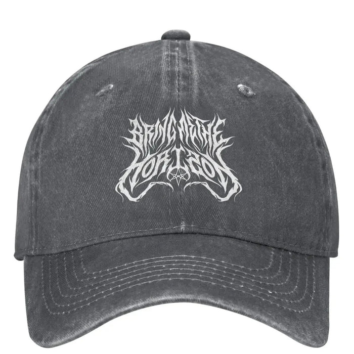 Wholesale Black Pentagram Print Baseball Cap Soft Dome Adjustable Curved Brim Vintage Band Style Hat Summer Sun Protection Fashion Accessory