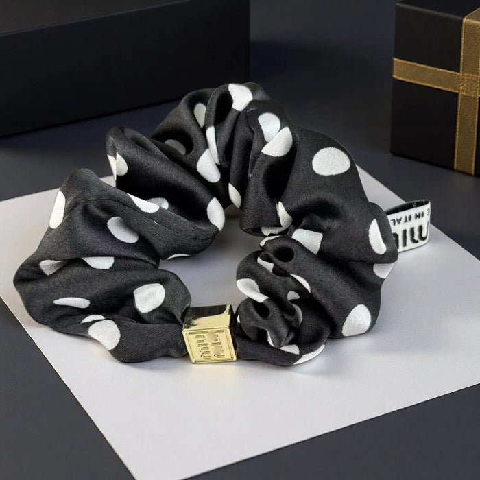 Wholesale Stylish Fabric Scrunchie With Polka Dot And English Letter Design Fashion Hair Accessory For Everyday Gift