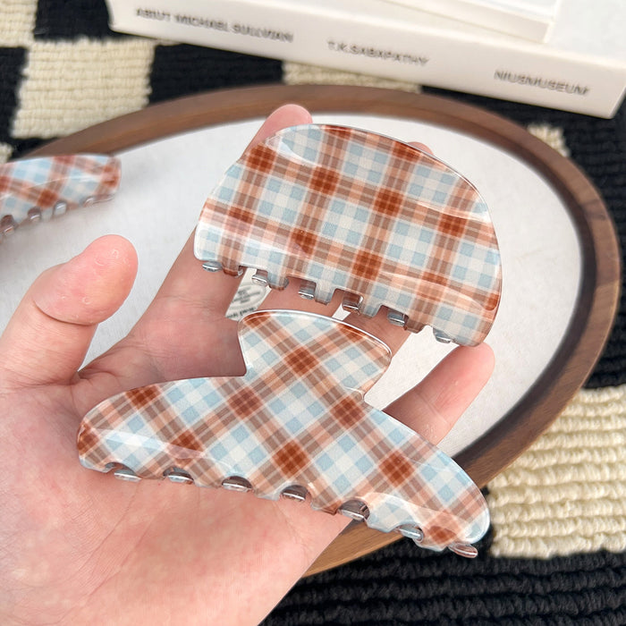Wholesale PVC Plaid Claw Hair Clip - Retro Fashion Accessory