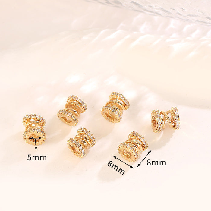 Wholesale 10pcs Copper Plated 18K Real Gold Micropaved Zircon Hollow Spacer Beads JDC-BDS-NanT005