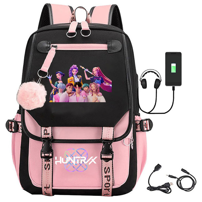 Wholesale K-pop movie merchandise printed backpack bag with pom-poms