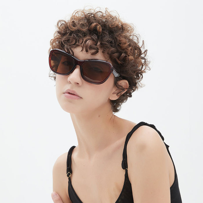 Wholesale Retro brown large frame sunglasses, fashionable street photography, trendy sunglasses, sunglasses