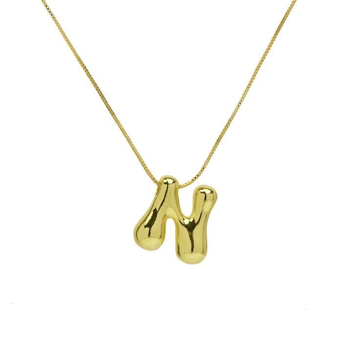 Wholesale 18k Brass Glossy Balloon 26 English Letters Necklace JDC-NE-BaiYi002