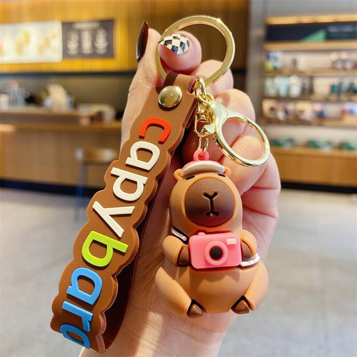 Wholesale Lovable Cabibala Keychain Cartoon Water Guinea Pig Doll Small Pendant Couple Key Chain School Bag Hanging Ornaments
