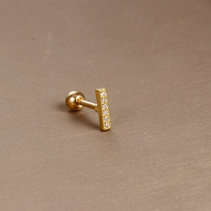 Wholesale Jewelry Stainless Steel Ear Nail Zircon Ball Screw Women