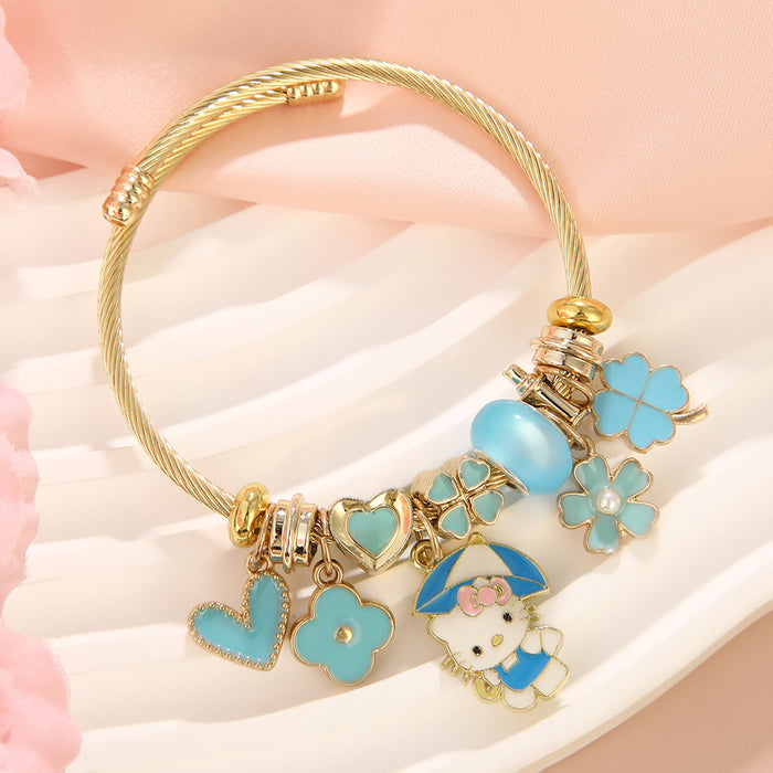 Wholesale Stainless Steel Beaded Bracelet Cute Cartoon Jewelry for Women Gift MOQ≥2