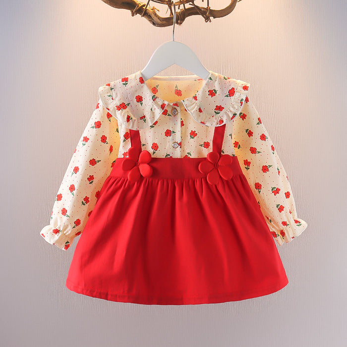 Wholesale One and A Half Year Old Baby Autumn Dress Skirt Baby Girl Clothes Cute Floral Dress 2 Girls Dress 3 Princess Dress JDC-CTS-MianY012