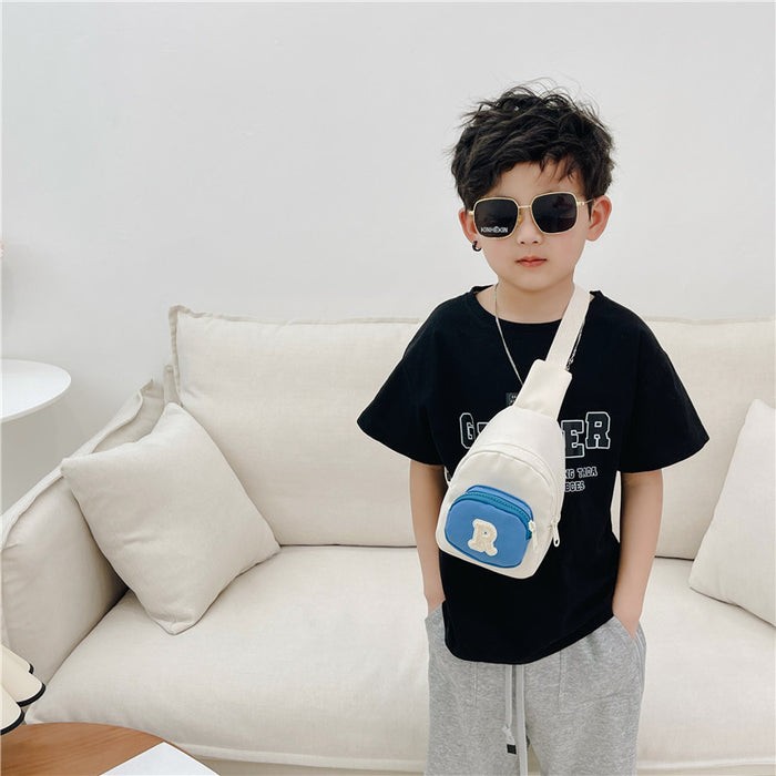 Wholesale Fashion letter crossbody small chest bag, contrasting color coin purse, baby outdoor accessory bag, children's bag