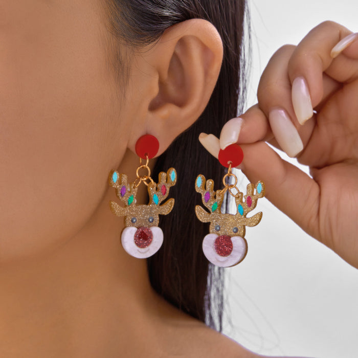 Wholesale Christmas series acrylic earrings for women  elk cane earrings
